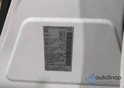 2015 Infiniti Qx60 z USA, uszkodzony, nr VIN 5N1AL0MM1FC551436